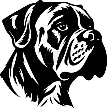 Téléchargez les illustrations : Boxer chien - illustration vectorielle noir et blanc - en licence libre de droit