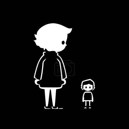 Boy mom - minimalist and simple silhouette - vector illustration