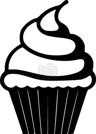 Cupcake - black and white vector illustration