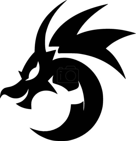 Illustration for Dragon - black and white vector illustration - Royalty Free Image