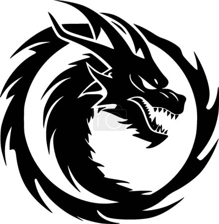 Illustration for Dragon - minimalist and flat logo - vector illustration - Royalty Free Image