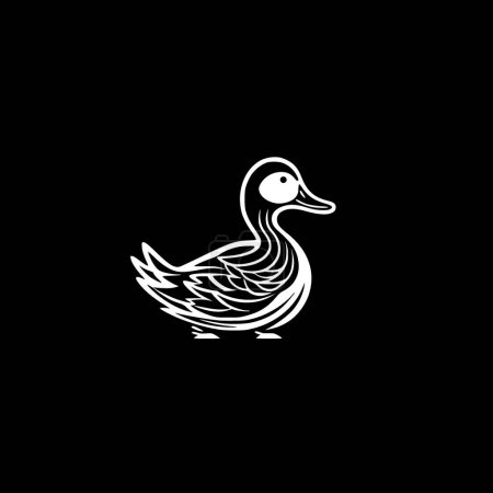 Duck - black and white isolated icon - vector illustration