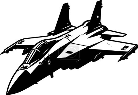 Téléchargez les illustrations : Jet de chasse - logo minimaliste et plat - illustration vectorielle - en licence libre de droit