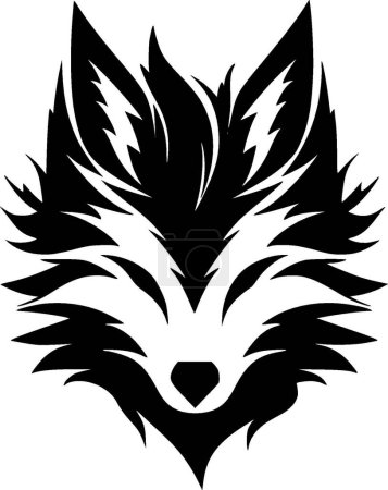 Fuchs - schwarz-weißes Icon - Vektorillustration
