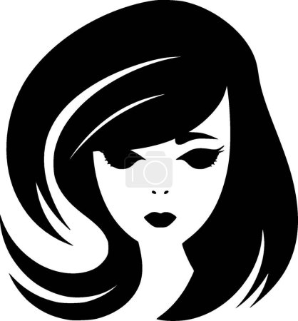 Illustration for Hair - black and white isolated icon - vector illustration - Royalty Free Image