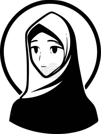 Islam - icône isolée en noir et blanc - illustration vectorielle
