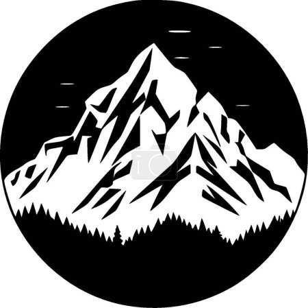 Mountains - black and white vector illustration
