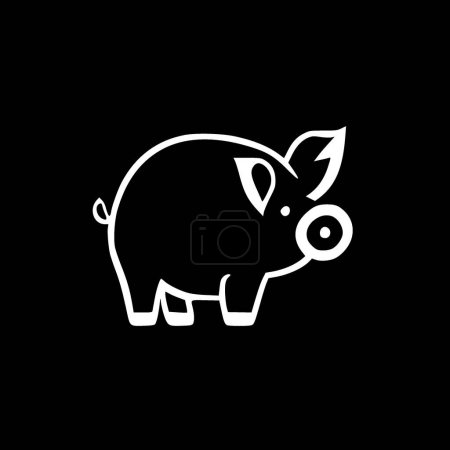 Cerdo - ilustración vectorial en blanco y negro