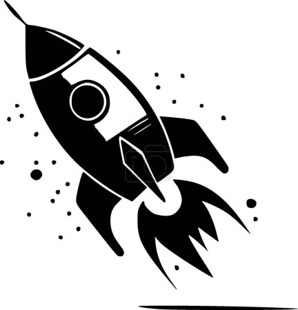Cohete - icono aislado en blanco y negro - ilustración vectorial