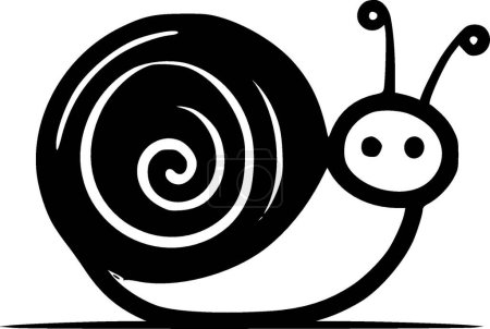 Snail - black and white vector illustration