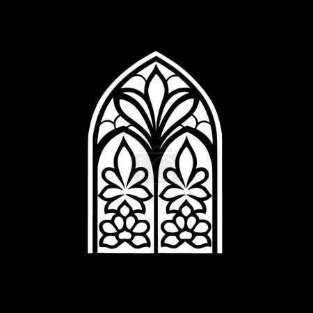 Vidrieras - icono aislado en blanco y negro - ilustración vectorial