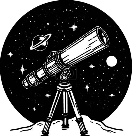 Telescope - minimalist and flat logo - vector illustration