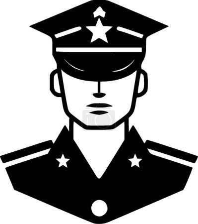 Army - black and white isolated icon - vector illustration