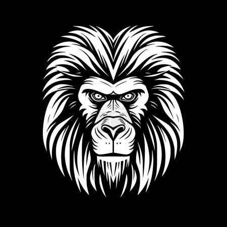 Baboon - black and white isolated icon - vector illustration