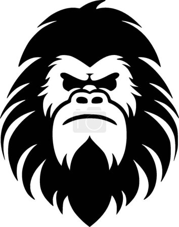 Ilustración de Bigfoot - icono aislado en blanco y negro - ilustración vectorial - Imagen libre de derechos