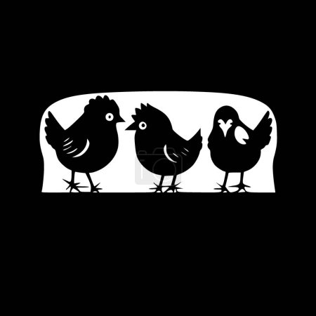 Illustration for Chickens - black and white isolated icon - vector illustration - Royalty Free Image