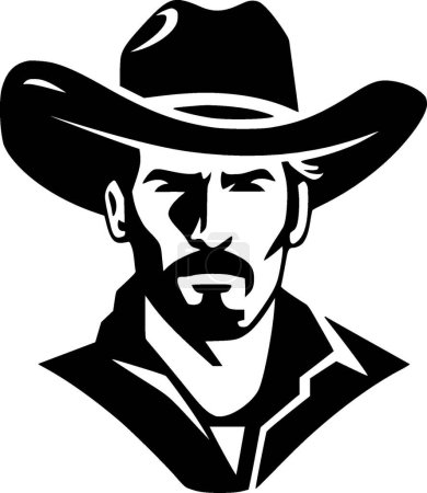 Cowboy - black and white vector illustration