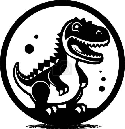 Dino - black and white vector illustration