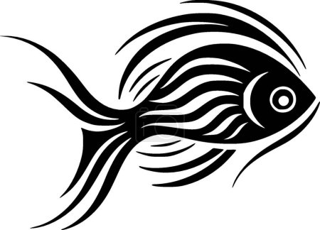 Peces - icono aislado en blanco y negro - ilustración vectorial