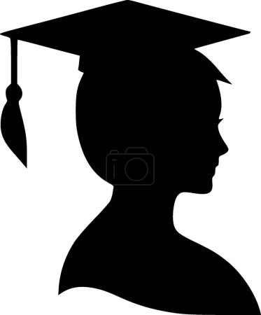 Illustration for Graduation - black and white vector illustration - Royalty Free Image