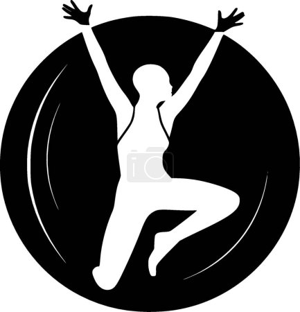 Gimnasia - icono aislado en blanco y negro - ilustración vectorial