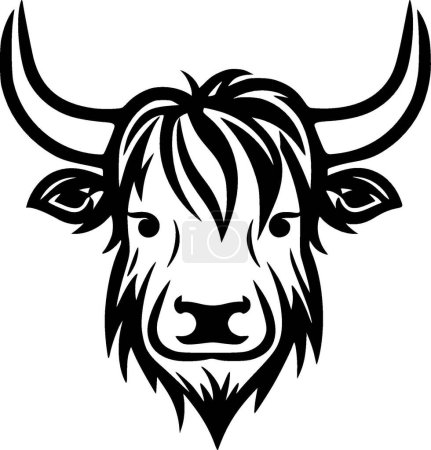 Highland cow - minimalist and flat logo - vector illustration
