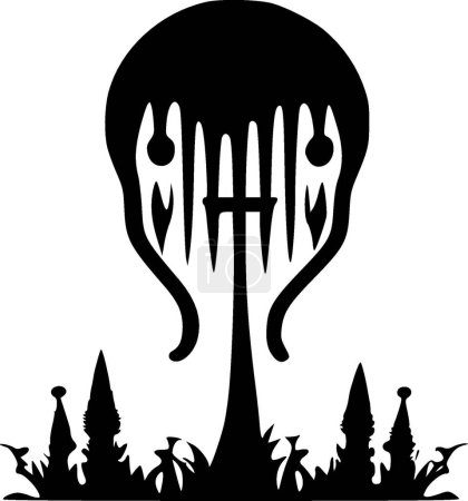 Horreur - icône isolée en noir et blanc - illustration vectorielle