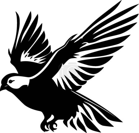 Pigeon - illustration vectorielle en noir et blanc