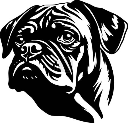 Pug - icono aislado en blanco y negro - ilustración vectorial