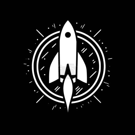 Rocket - illustration vectorielle en noir et blanc