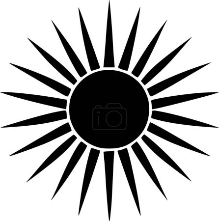 Sun - black and white vector illustration