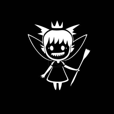 Tooth fairy - black and white vector illustration