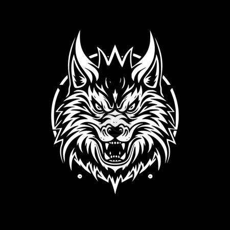 Wolf - black and white vector illustration