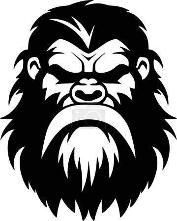 Bigfoot - icône isolée en noir et blanc - illustration vectorielle