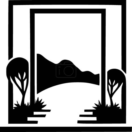 Fronteras - icono aislado en blanco y negro - ilustración vectorial