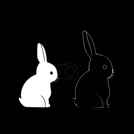 Conejitos - icono aislado en blanco y negro - ilustración vectorial