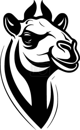 Chameau - icône isolée en noir et blanc - illustration vectorielle