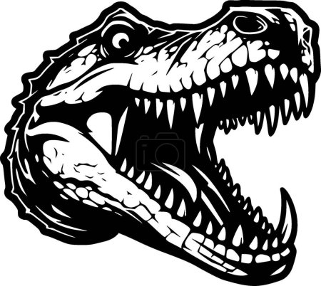 Téléchargez les illustrations : Crocodile - illustration vectorielle en noir et blanc - en licence libre de droit