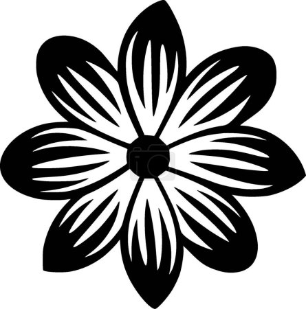 Téléchargez les illustrations : Fleur - icône isolée en noir et blanc - illustration vectorielle - en licence libre de droit