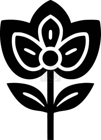 Flower - black and white isolated icon - vector illustration