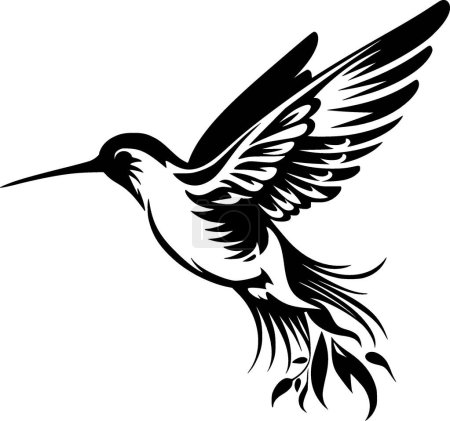 Illustration for Hummingbird - black and white isolated icon - vector illustration - Royalty Free Image
