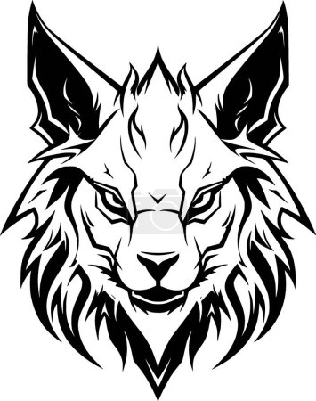 Illustration for Lynx - black and white vector illustration - Royalty Free Image