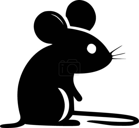 Mouse - black and white vector illustration
