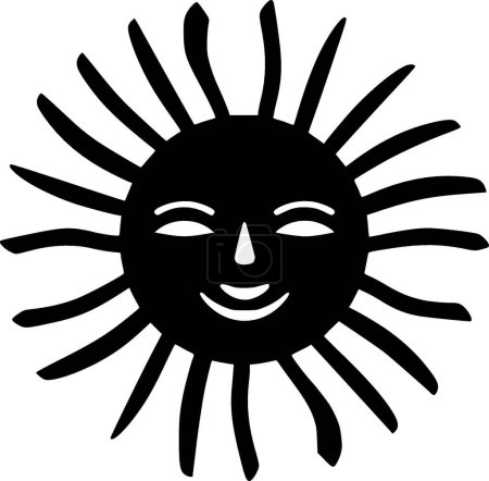 Sun - black and white vector illustration
