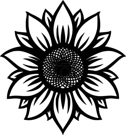 Sonnenblume - schwarz-weiße Vektorillustration