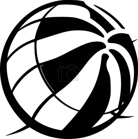 Volleyball - icône isolée en noir et blanc - illustration vectorielle