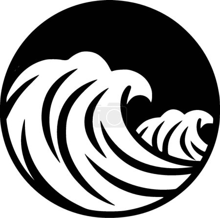 Waves - black and white vector illustration