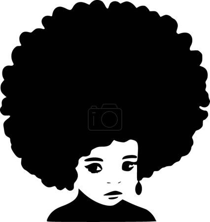 Afro - black and white isolated icon - vector illustration