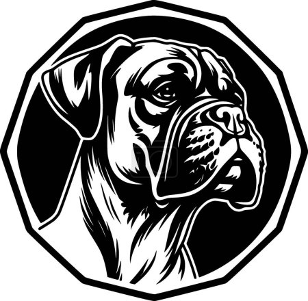 Illustration for Boxer - black and white isolated icon - vector illustration - Royalty Free Image