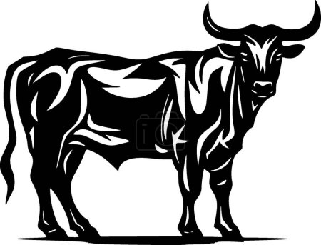 Bull - black and white vector illustration